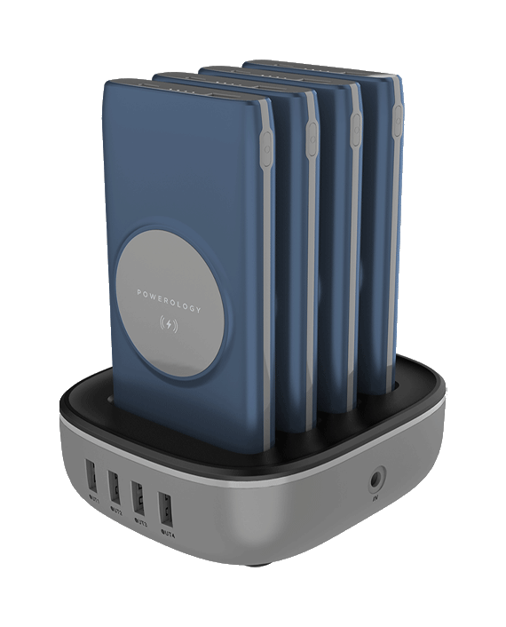Powerology 4in1 Station 10000mAh with Built-in Cable (Blue)