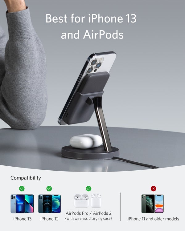 Anker 2-in-1 Magnetic Wireless Charger MagGo (Black)