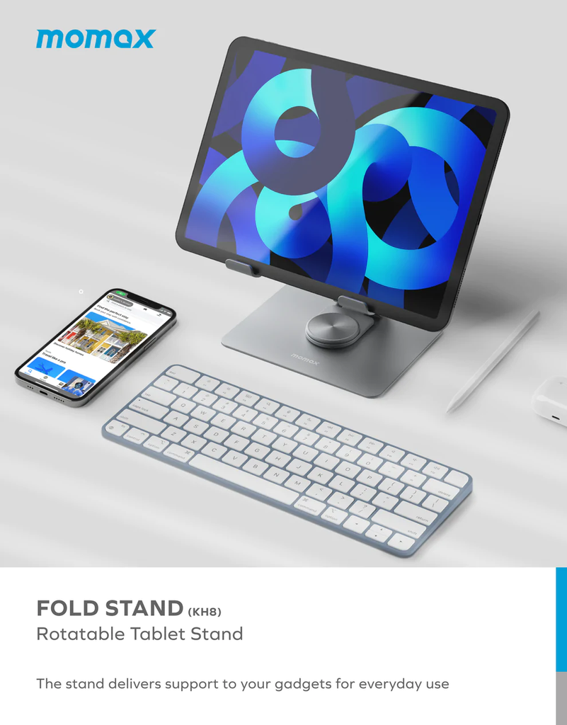 Momax Fold Stand portable Tablet & Laptop Stand (White)