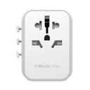 Momax 1-World PD35W 5 ports + AC Travel Adapter (White)