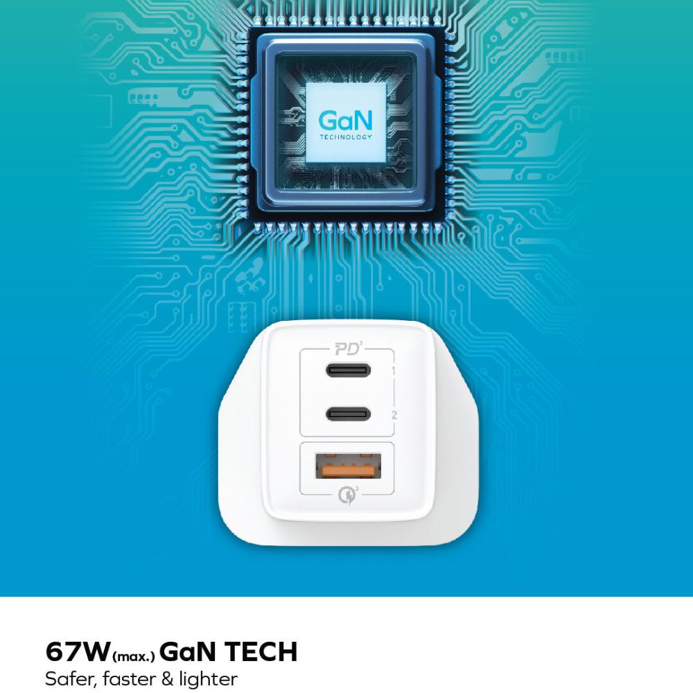 Momax ONEPLUG 67W 3-Port GaN Charger (Black)