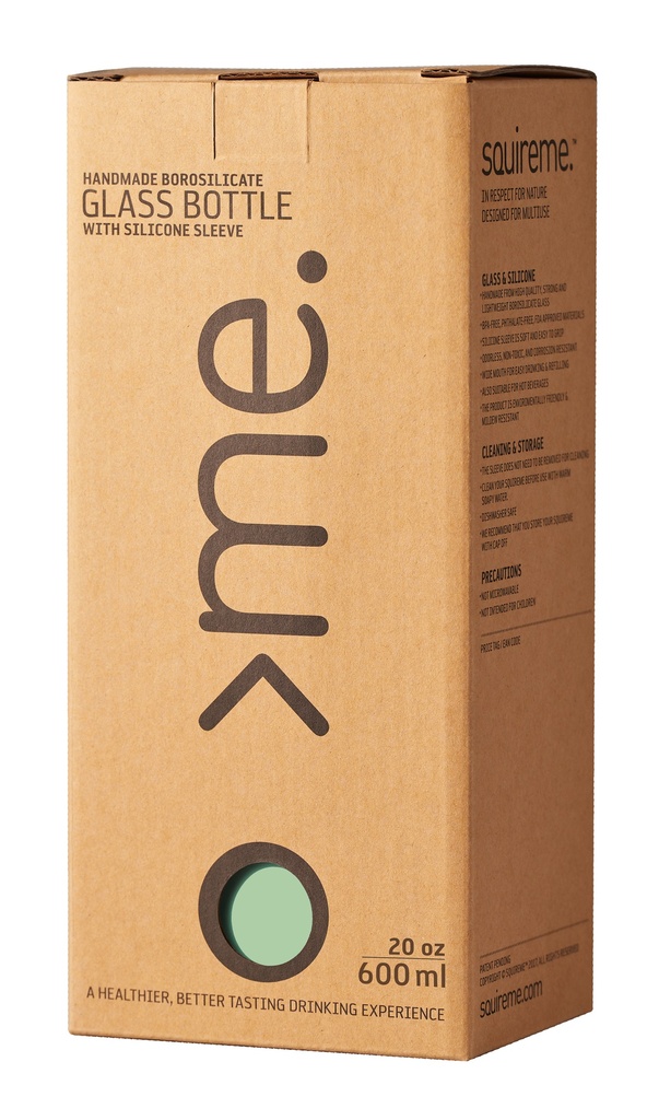 Squireme Y1 Glass Bottle with Silicone Sleeve 600ml (Mint Green)