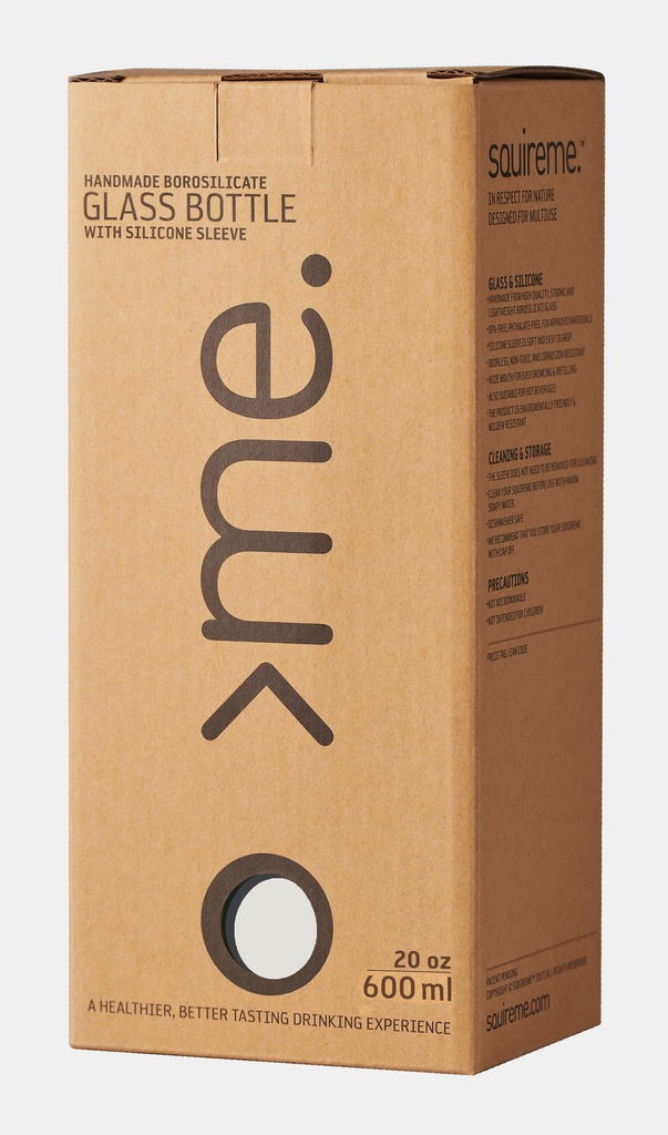 Squireme Y1 Glass Bottle with Silicone Sleeve 600ml (White Dove)