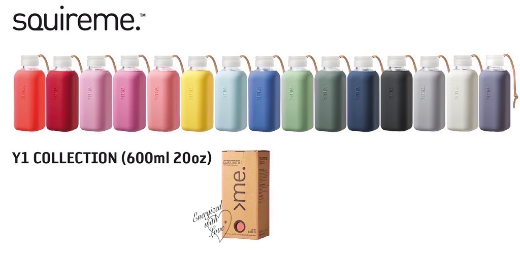 Squireme Y1 Glass Bottle with Silicone Sleeve 600ml (Moon shadow)