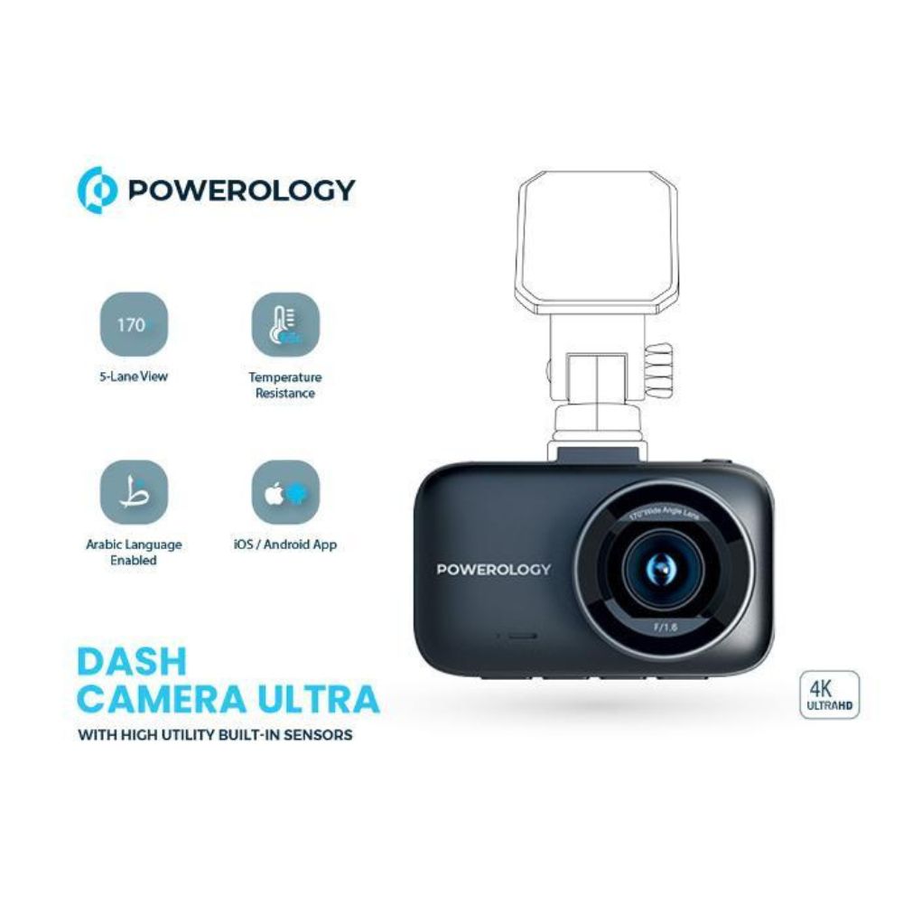 Powerology Dash Camera 4K Ultra With High Utility Built-in Sensors