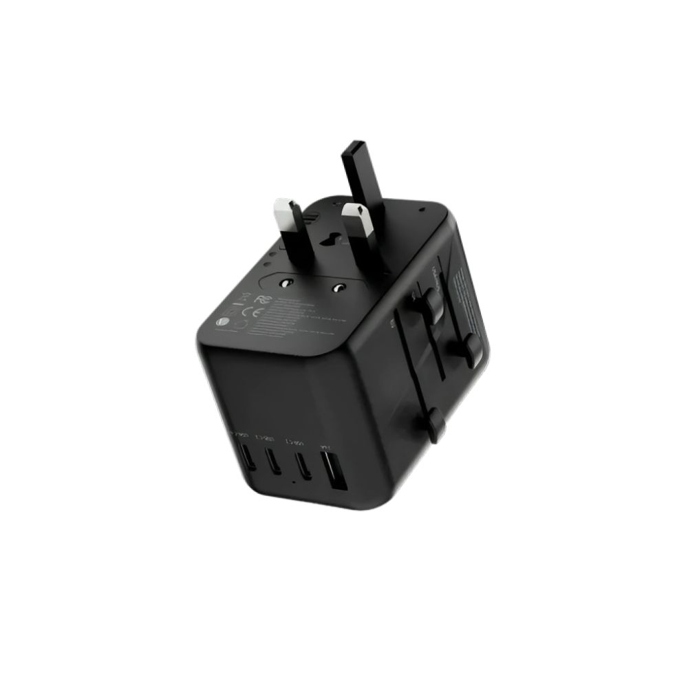 Powerology Universal Multi-Port Travel Adapter with 4 Type-C
