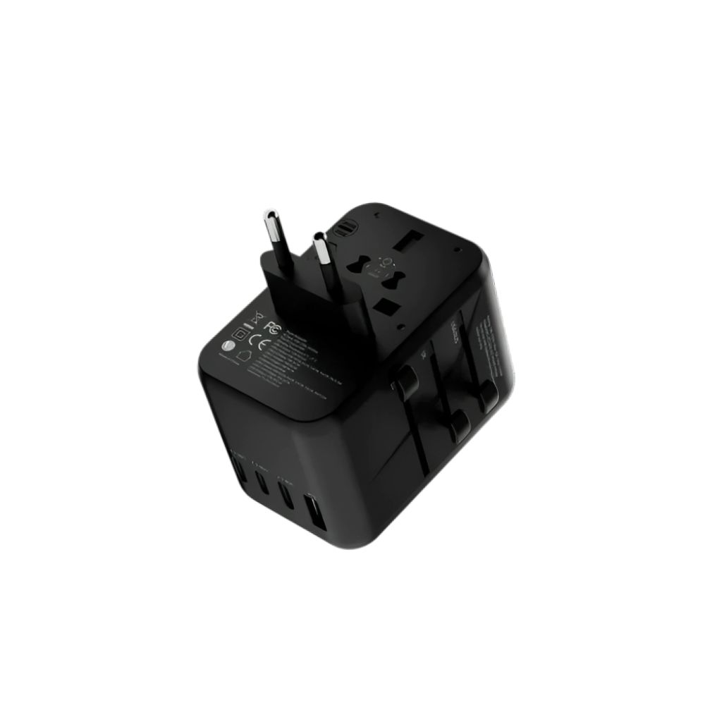 Powerology Universal Multi-Port Travel Adapter with 4 Type-C