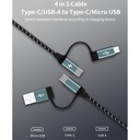 Momax Go Link 4 in 1 Type C to C Micro & USB Cable (Grey)