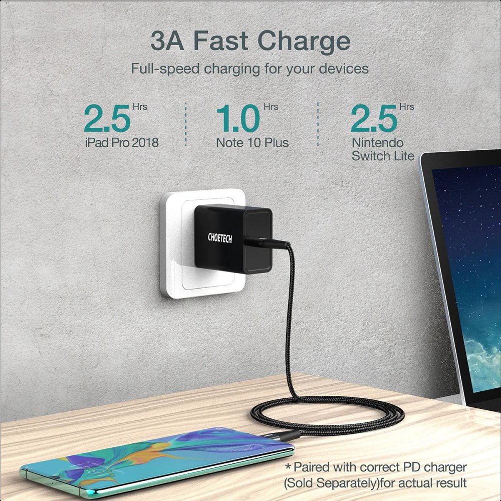 Choetech USB-C to C Cable 1.2m PD 60W (Black)