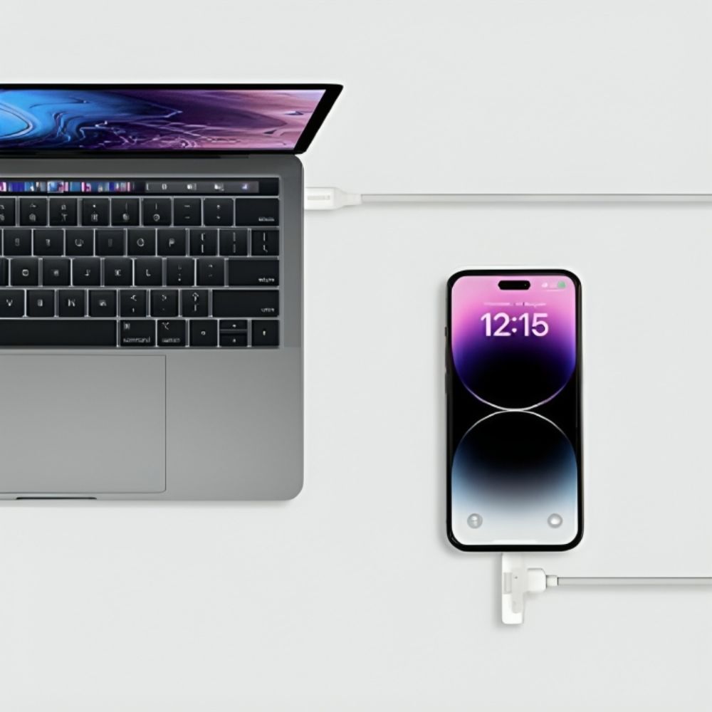 Momax 1-Link Flow Duo 2-in-1 USB-C to USB-C + Lightning (1.5m) Braided (White)