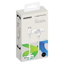 Momax 1-Link Flow Duo 2-in-1 USB-C to USB-C + Lightning (1.5m) Braided (White)