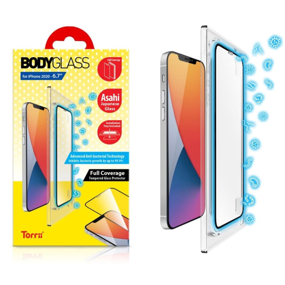 Torrii Bodyglass Anti-Bacterial Screen Protector for iPhone 12 Pro Max (Black)