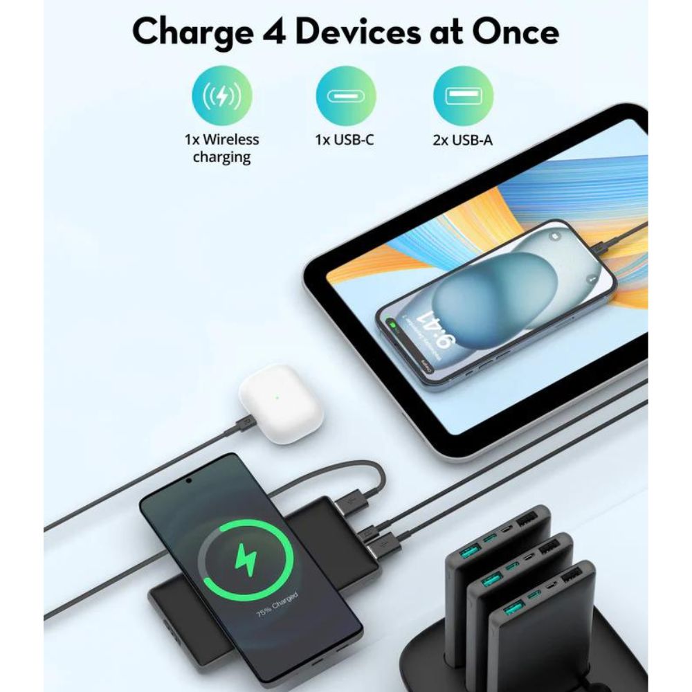 RAVPower Home charging combo Black 10000mah power bank x 4