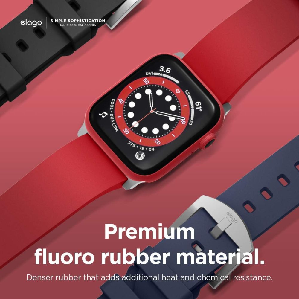 Elago Premium Fluoro Rubber Strap Apple Watch 44mm (Red)