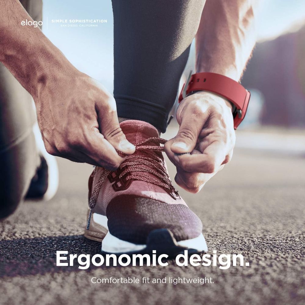 Elago Premium Fluoro Rubber Strap Apple Watch 44mm (Red)