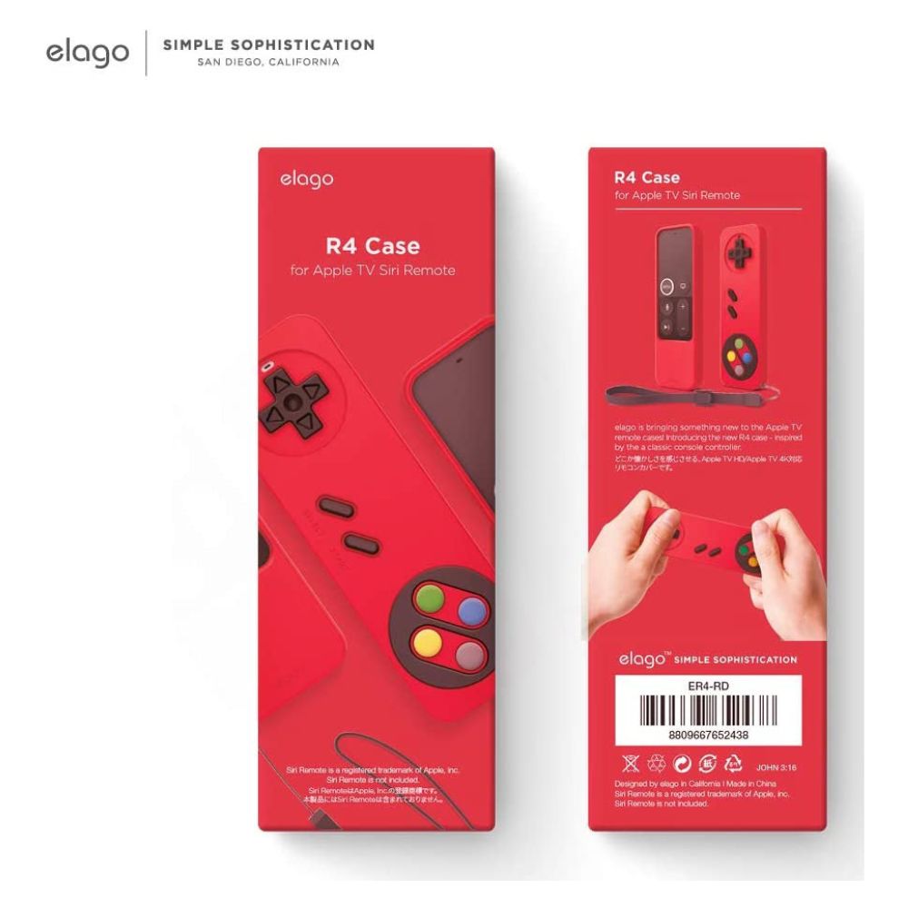 Elago R4 Retro Case for Apple TV Siri Remote with Lanyard (Red)
