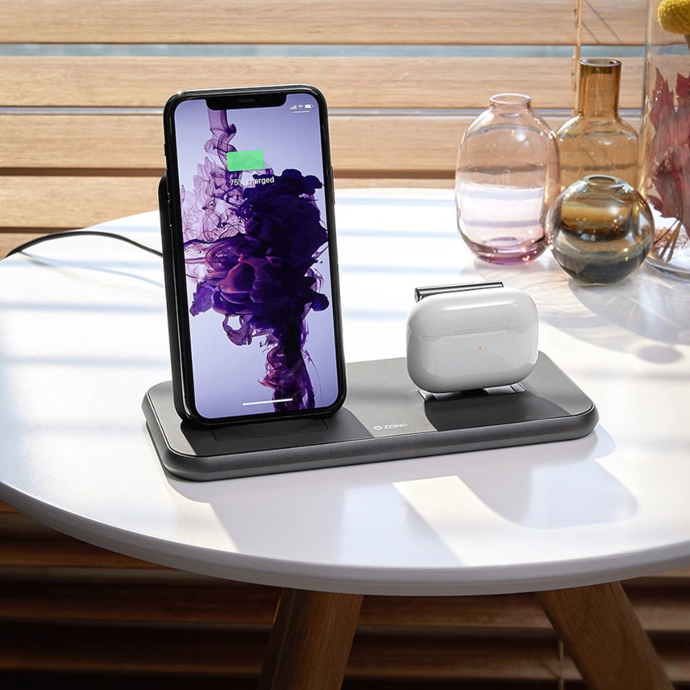 ZENS Stand+Dock Aluminium Wireless Charger (Black)