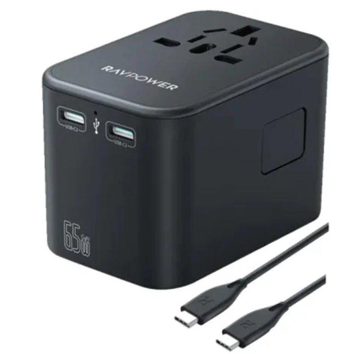 RAVPower PD PIONEER 65w 3-port Travel Charger with 100W C-C Cable