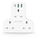 RAVPower PD Pioneer 20W 3 port charger White UK Version with 3 AC plug