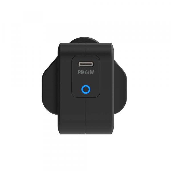 Powerology Ultra-Compact 61W PD GaN Charger with Type-C Cable (Black)