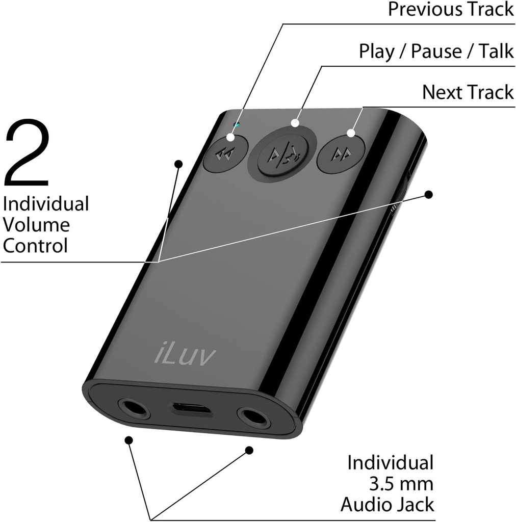 iLuv Bluetooth Stereo Audio Converter w/ Individual Volume Control and Splitter