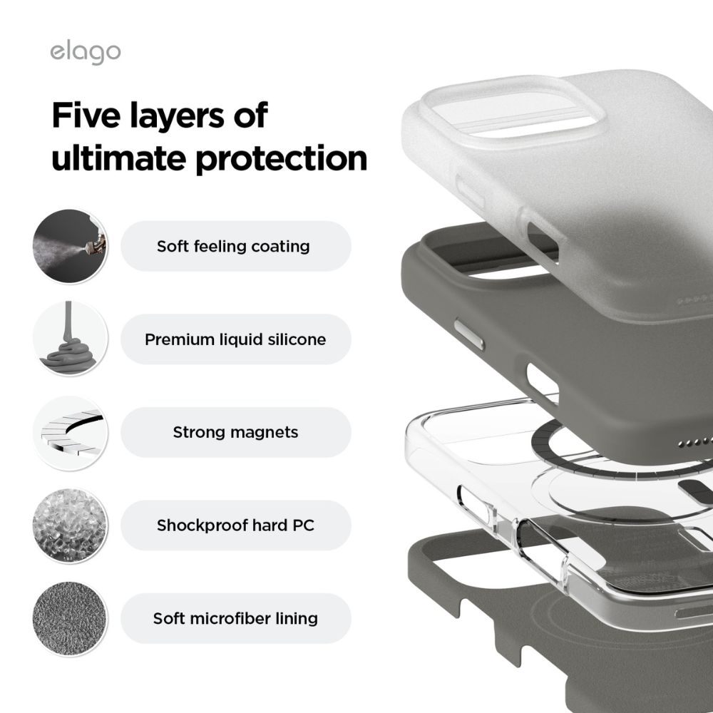Elago Silicone Magsafe Case for iPhone 16 Pro Max (Medium Gray)