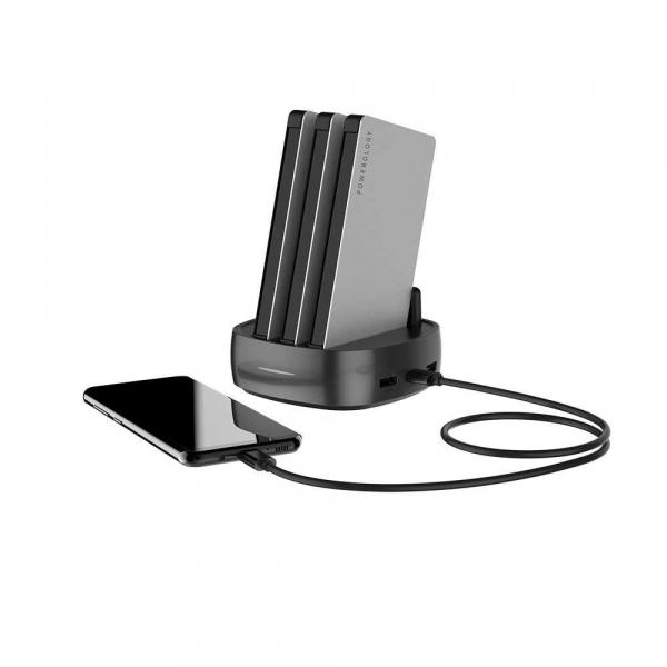 Powerology 3in1 Power Station 8000mah With Built-In Cable (Silver)