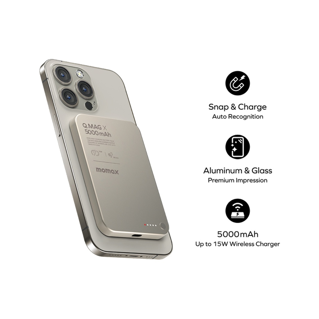 Momax Q.Mag X 5000mAh wireless battery pack (Titanium)