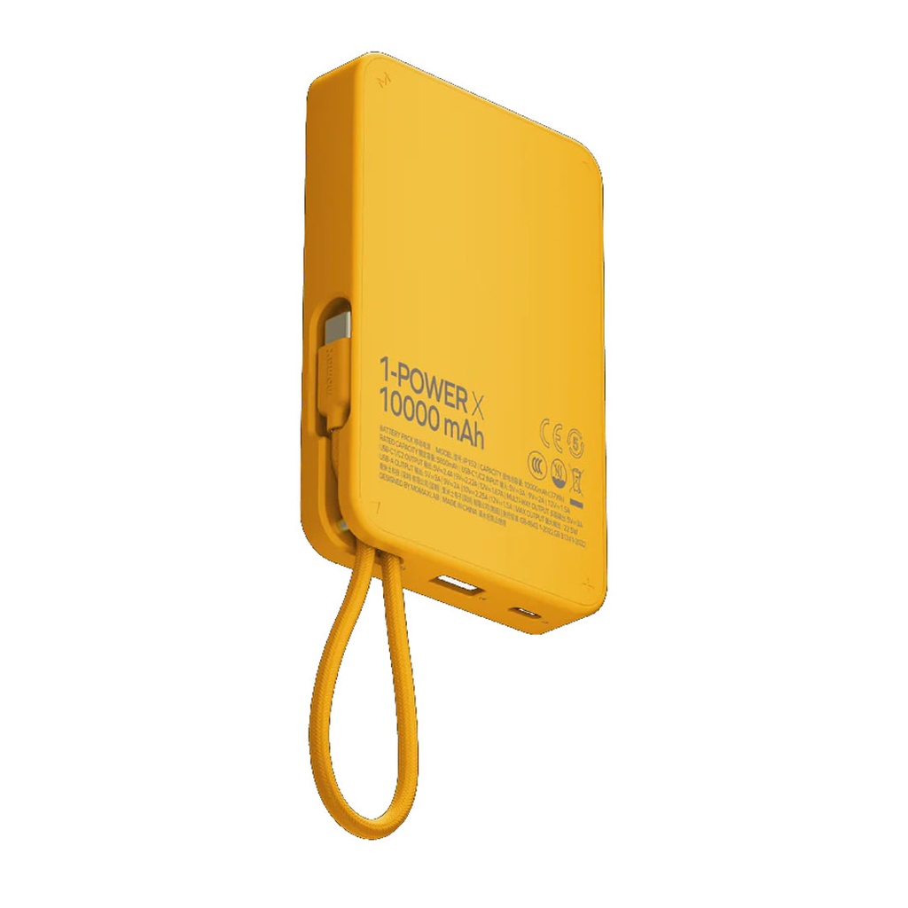 Momax 1-Power X Battery Pack (10000mAh) with Built-in USB-C Cable (Yellow)