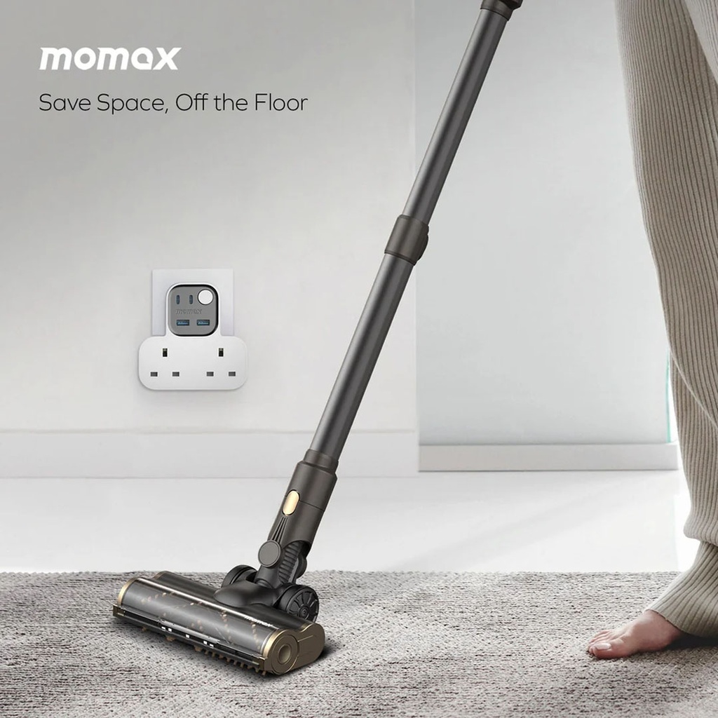 Momax 1-Charge Work Flow T-shaped Extention 2 Socket with USB (White)