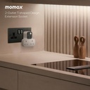 Momax 1-Charge Work Flow T-shaped Extention 2 Socket with USB (White)