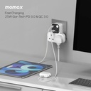 Momax 1-Charge Work Flow T-shaped Extention 2 Socket with USB (White)