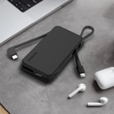 Momax 1-Power Vital+ 10000mAh Battery Pack with Dual Built-in USB-C Cable (Black)