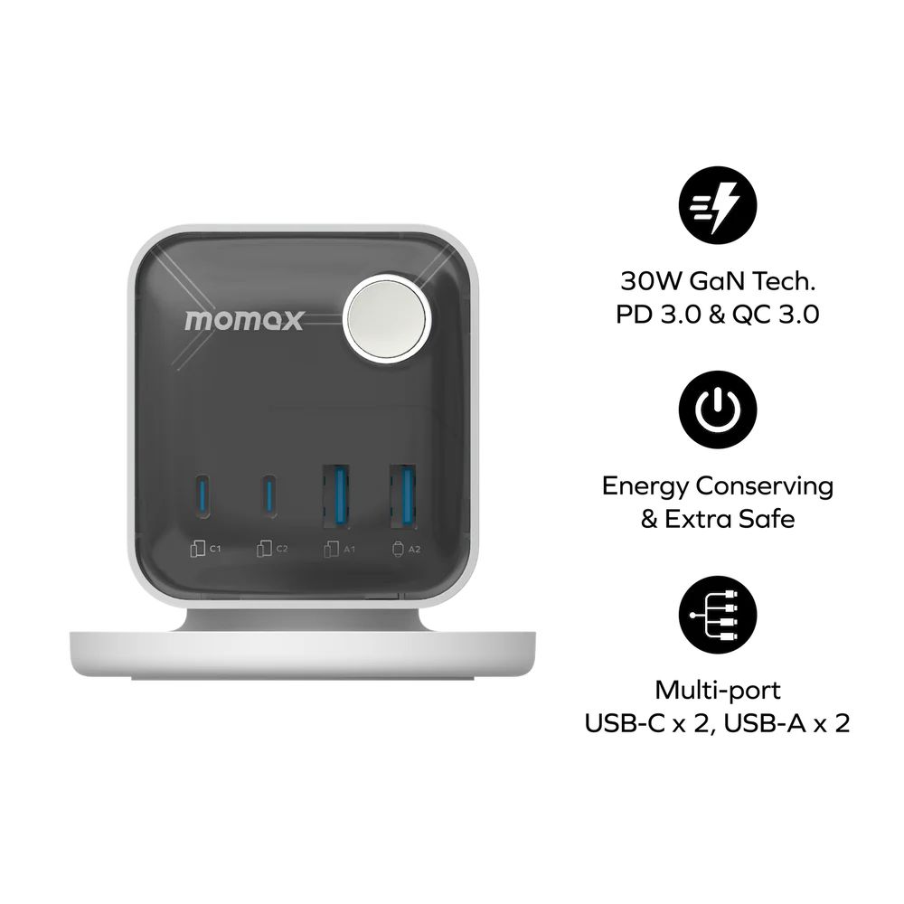 Momax 1-Charge Work Flow 3-Outlet Power Cube with USB (White)