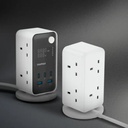 Momax 1-Charge Work Flow 6-Outlet Digital Display Power Tower with USB (White)