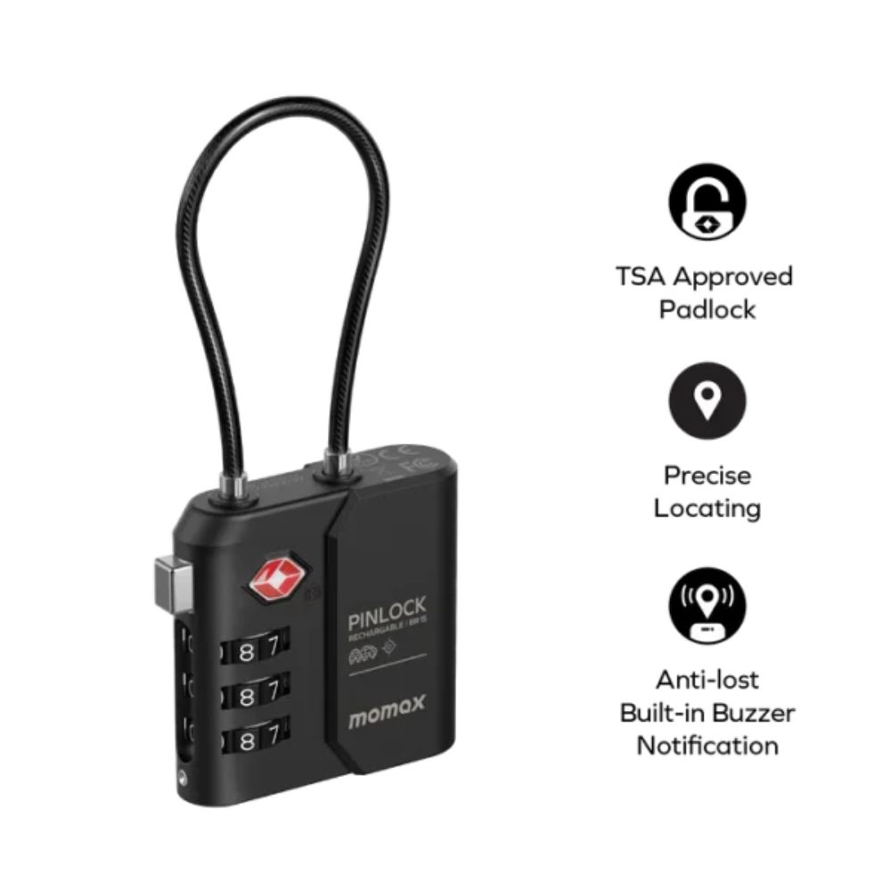 Momax PinLock TSA Padlock Find my locator (Black)