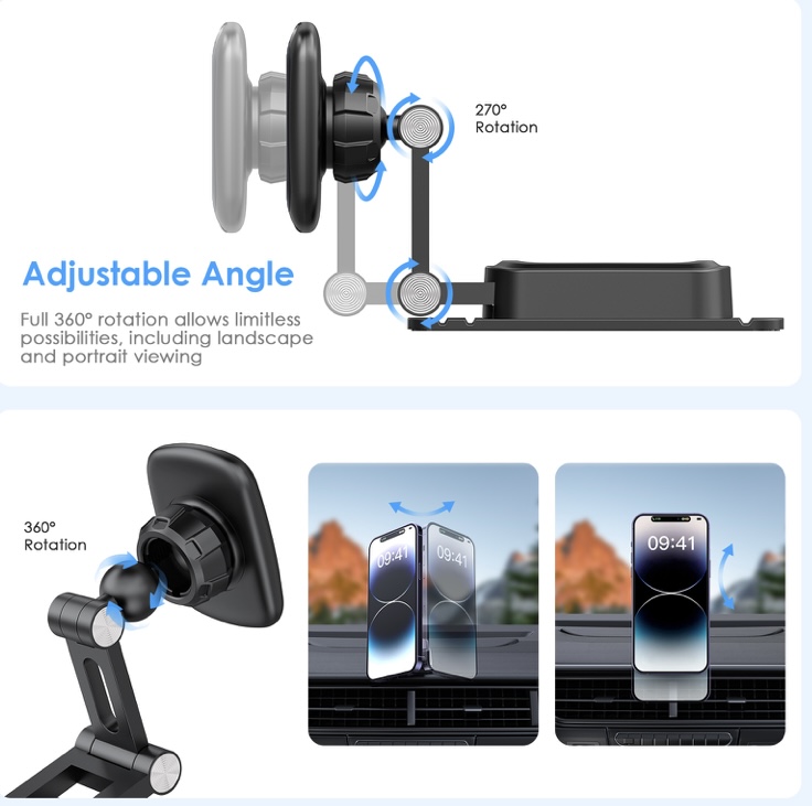 Phone Planet Magnetic Car Mount Bracket 360° (Black)