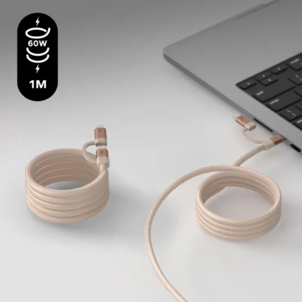 Momax Mag.link USB-C to C & Lightning Magnetic Cable 2m (Desert Titanium)