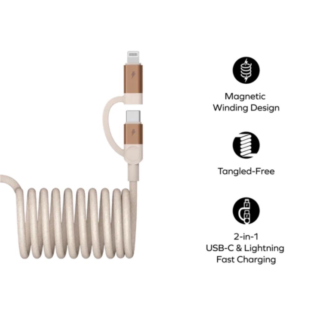 Momax Mag.link USB-C to C & Lightning Magnetic Cable 2m (Desert Titanium)