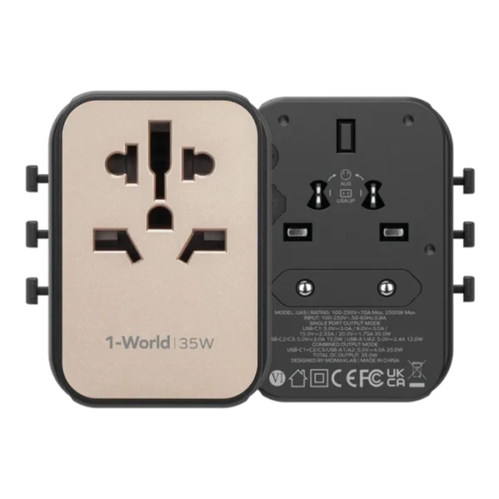 Momax 1-World2 70W 5-Port USB-C AC Travel Adaptor (Desert Titanium)