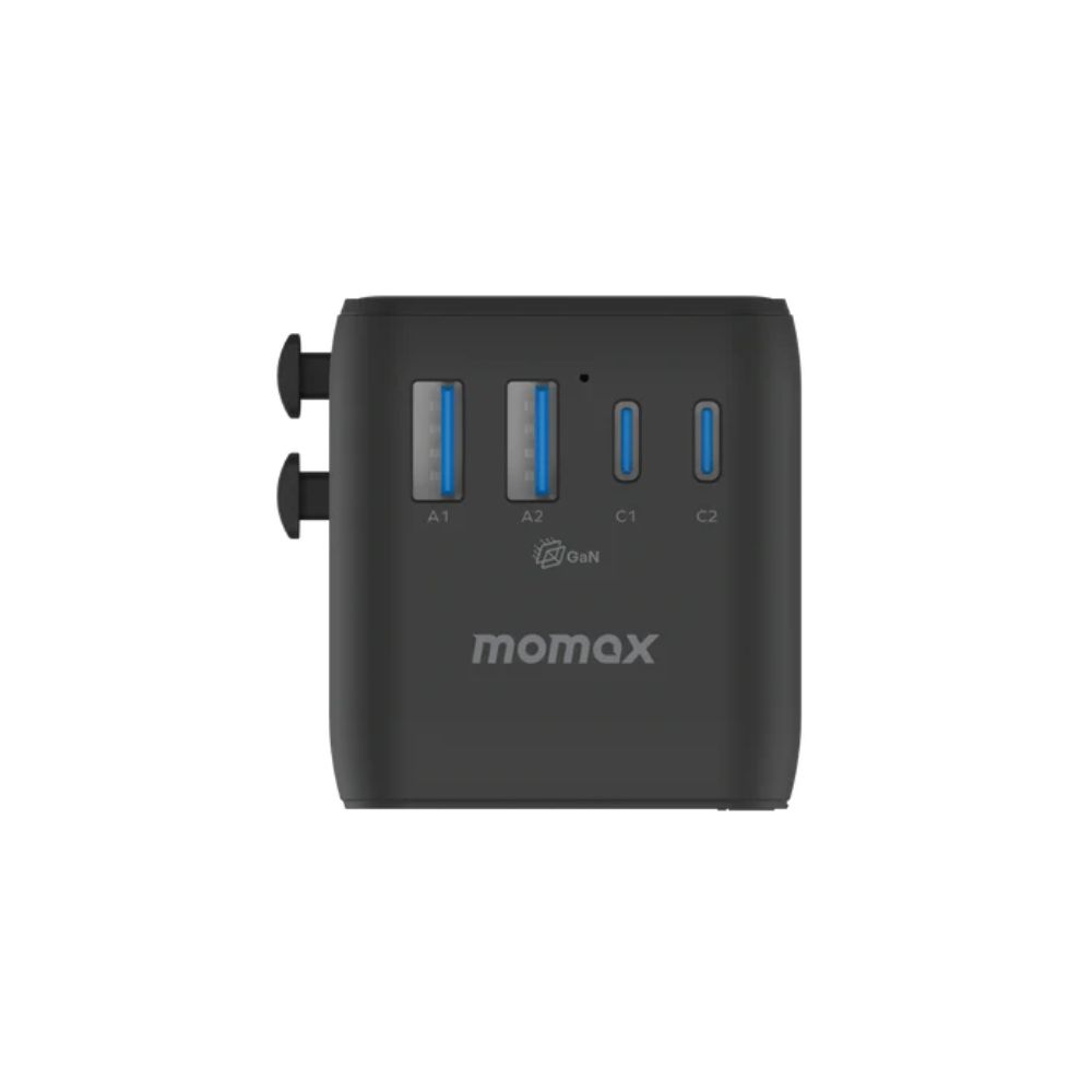 Momax 1-World2 100W 4-Port USB-C Dual AC Travel Adaptor (Black)