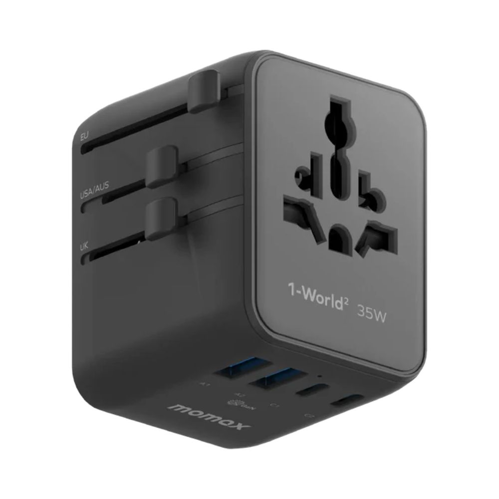 Momax 1-World2 35W 5-Port Dual AC Travel Adaptor (Black)