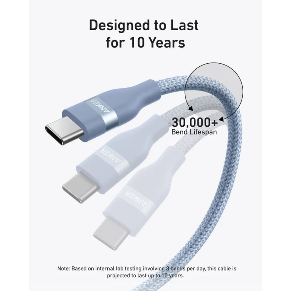 Anker USB-C to USB-C Cable 240W (Upcycled-Braided) (1.8m/6ft) (Blue)