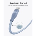Anker USB-C to USB-C Cable 240W (Upcycled-Braided) (0.9m/3ft) (Blue)
