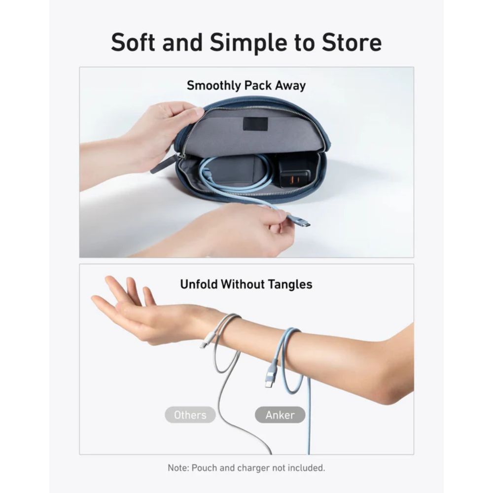 Anker USB-C to USB-C Cable 240W (Upcycled-Braided) (0.9m/3ft) (Blue)