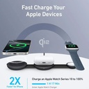 Anker MagGo Wireless Charging Station (3-in-1, Foldable Pad) with Adapter and Cable (Black)