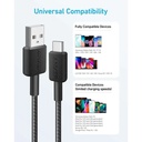 Anker 322 USB-A to USB-C Cable Braided (1.8m/6ft) (White)