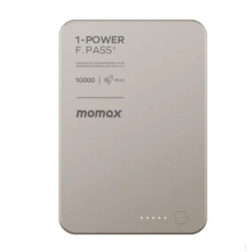 Momax 1-Power F.Pass+ 10000mAh Battery Pack with Built-in Cable and Magnetic attachment (Titanium)