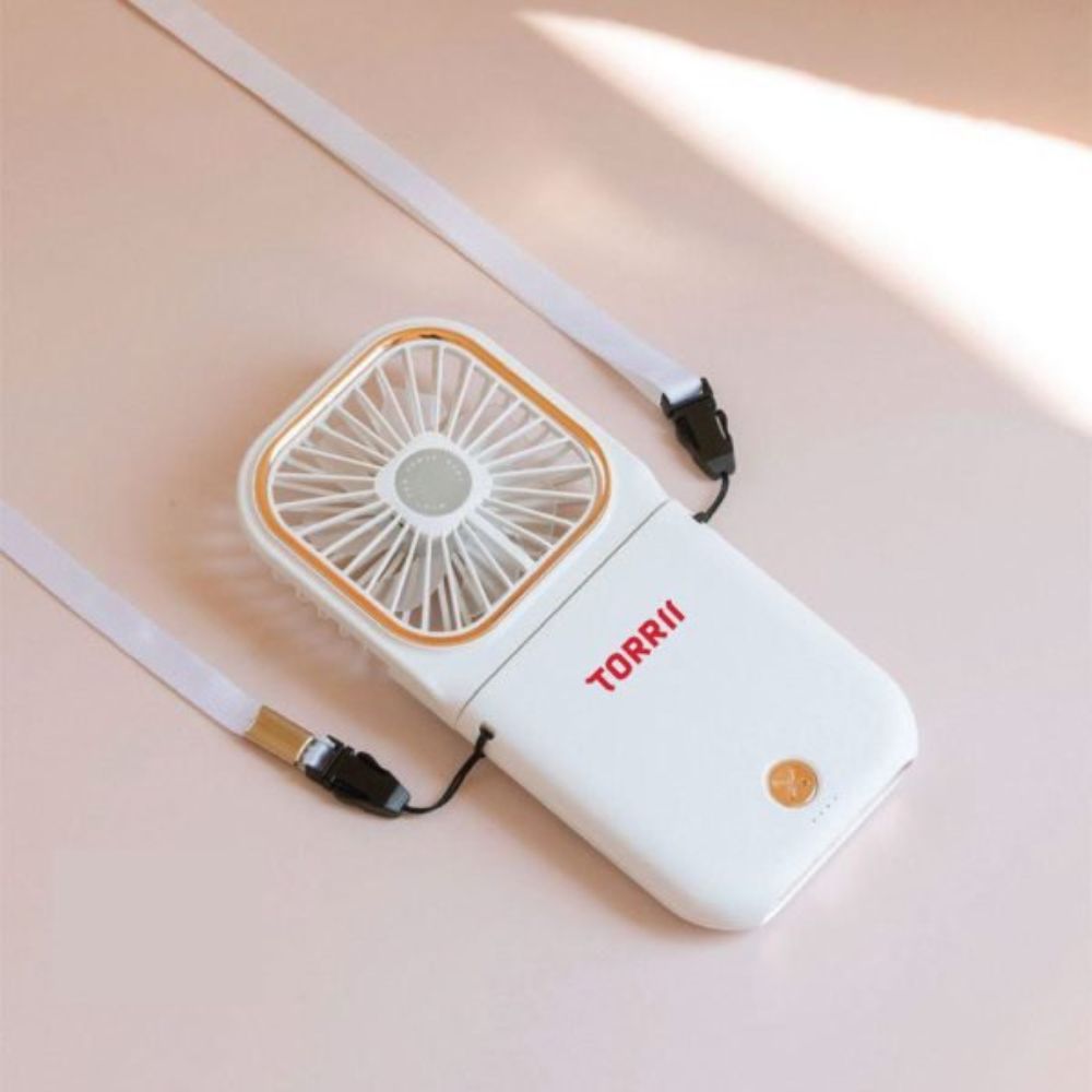 Torrii Cool + Bolt Foldable Neck Fan with 3000mAh Powerbank (White)