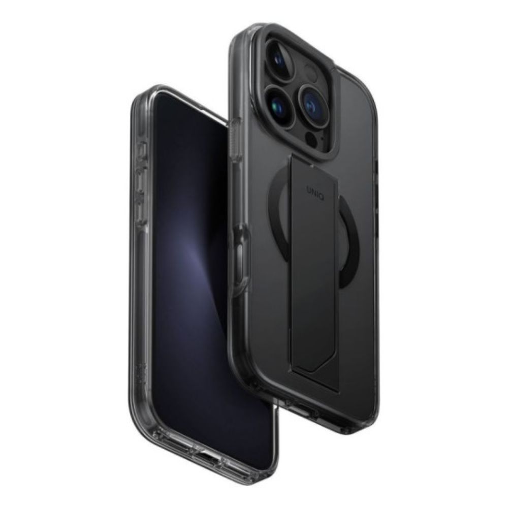 Uniq Hybrid Iphone 16 Pro (2024) 6.9 Heldro Max Magclick With Camera Stand - Vapour (Smoke)
